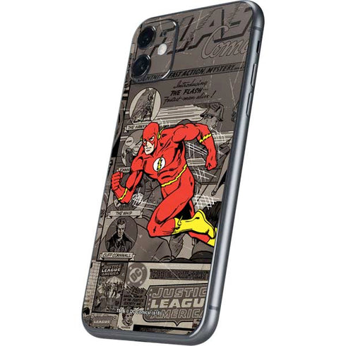DC Comics The Flash Vintage Action pose pattern iPhone 11 Skin